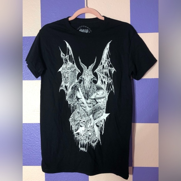 NWOT Spencer’s Sawblade666 Goats Revenge V2 T-Shirt in Black - Size S - Picture 1 of 3